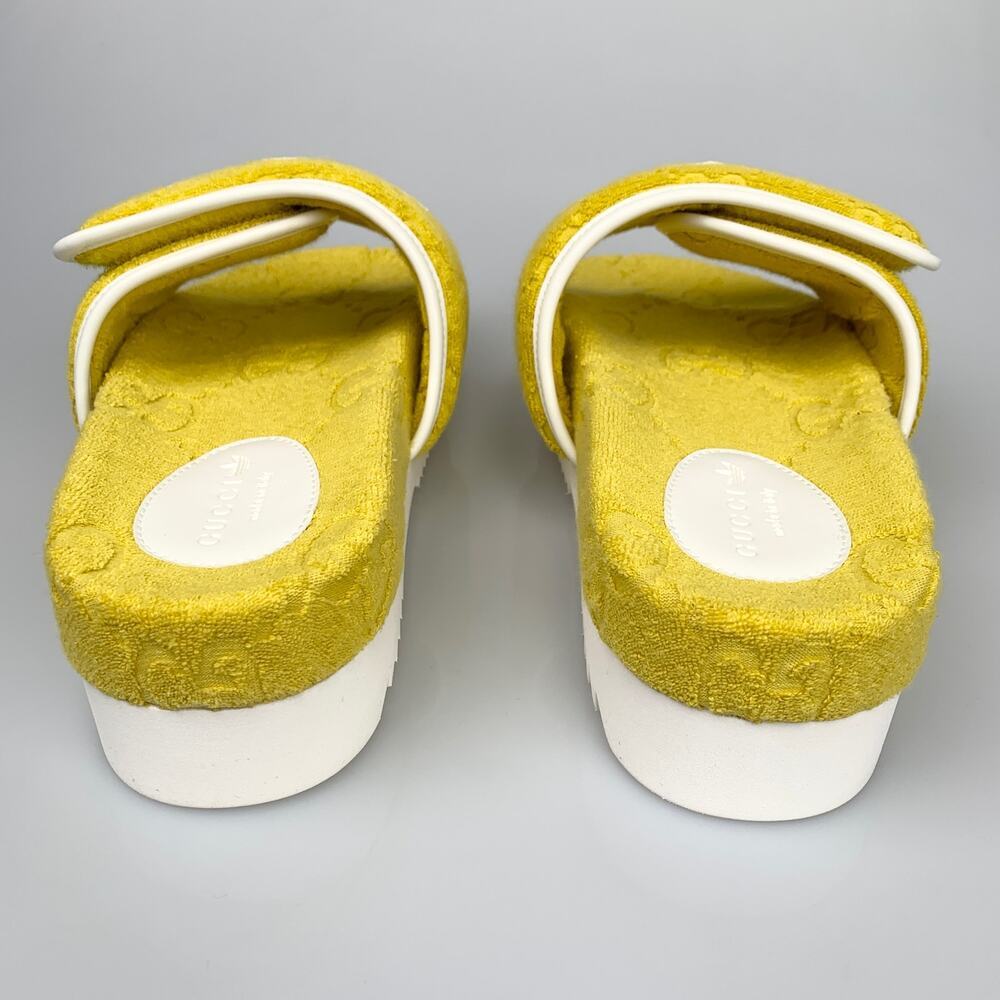 NIB Gucci x Adidas GG Platform Sandal Size 40 Slides Yellow - Picture 9 of 16